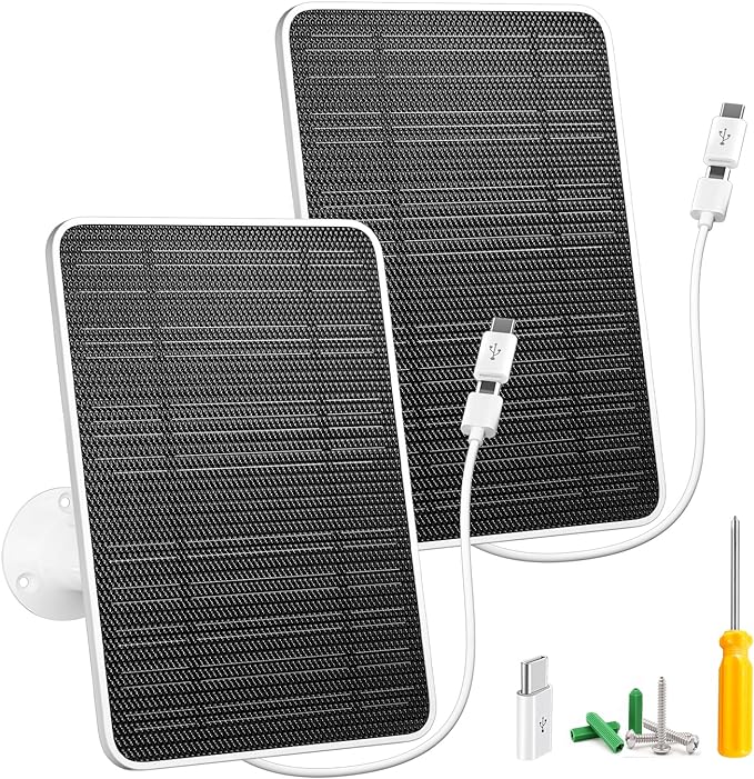 Solar Panel for Security Camera, 5W USB Solar Panel for DC 5V Security Camera by WININMETA