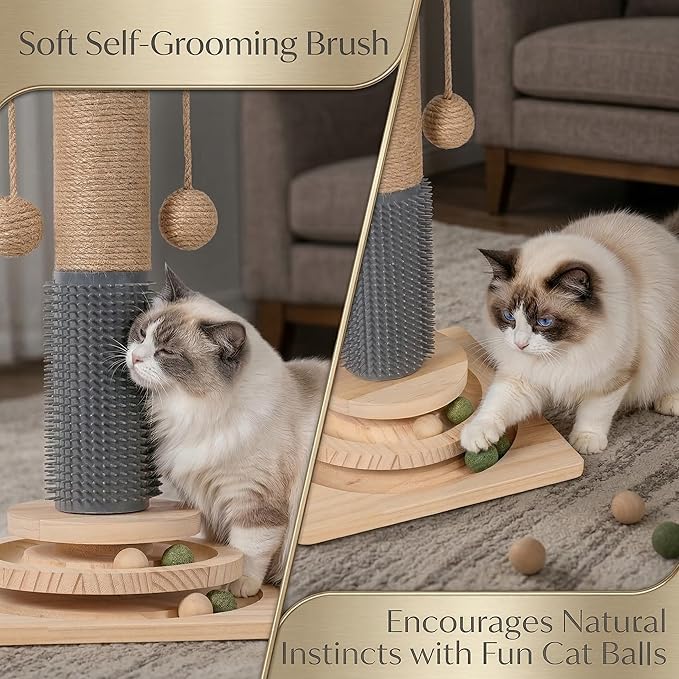 4-in-1 Solid Wood Cat Scratching Post - Image 5
