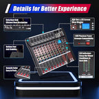 8 Channel Mixing Console Audio Mixer Bluetooth Studio Audio Mixer Sound Mixing - Image 6