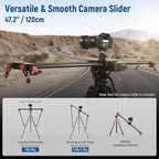 NEEWER 47.2”/120cm Motorized Camera Slider, App Wireless Control Carbon Fiber - Image 6