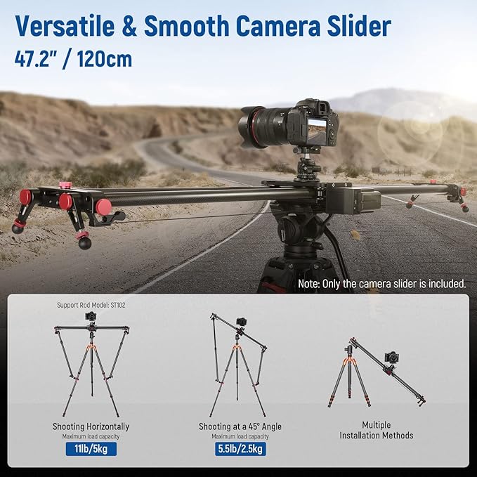 NEEWER 47.2”/120cm Motorized Camera Slider, App Wireless Control Carbon Fiber - Image 6