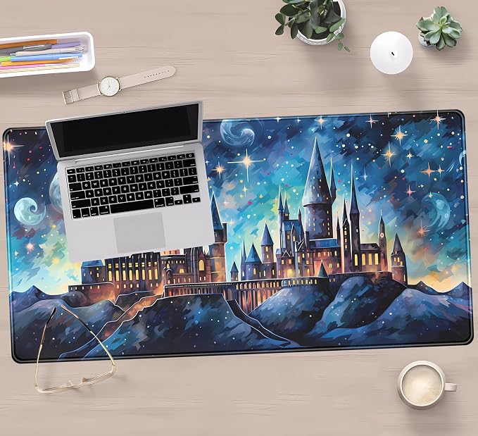 Blue Castle Desk Mat Aesthetic Cute Desk Pad, Extended Large Mouse Pad XXL - Image 5
