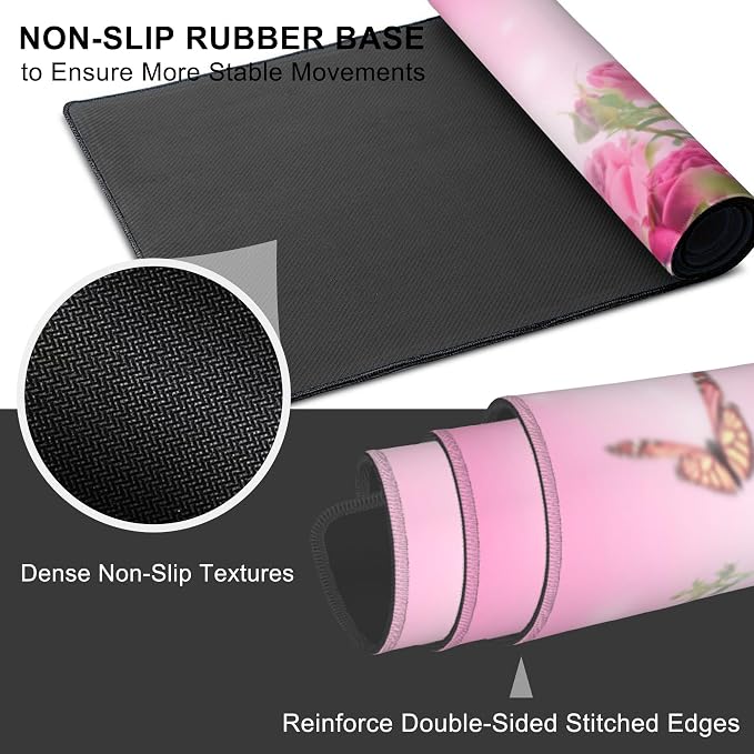 Mouse Pad, Large Pink Roses - Image 3