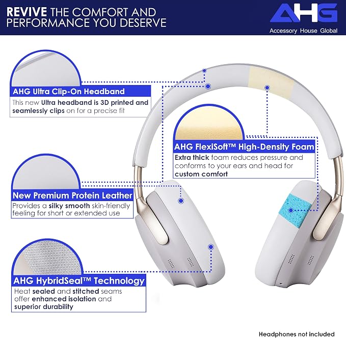 QC Ultra Replacement Ear pad and Headband Pad Kit Cushion Compatible - Image 2