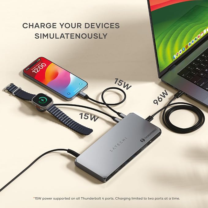Satechi Thunderbolt 4 Dock 100W Charging, Dual Monitor HDMI 4K/60Hz, 40Gbps - Image 5