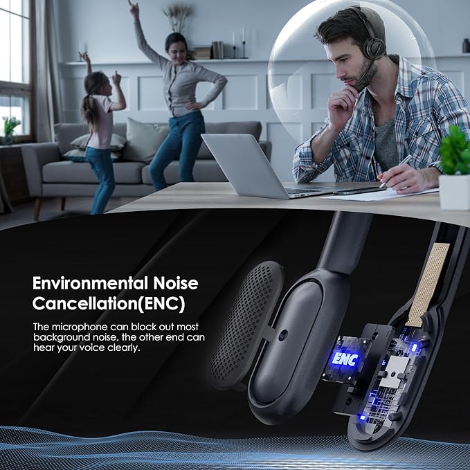 Wireless Headset with ANC & ENC, Wireless Headphones with Flip-to-Mute - Image 2
