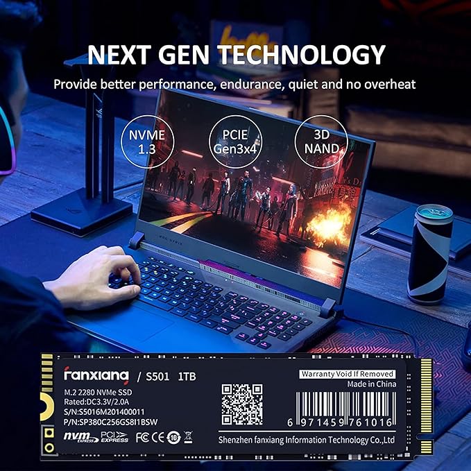 S501 1TB NVMe SSD 3D NAND 1.3 PCIe Gen3x4 M.2 2280 Internal Solid State Drive - Image 3