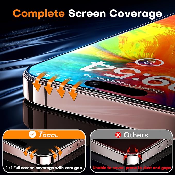 TOCOL for iPhone 16 Pro Screen Protector 9H Hardness Military Grade - Image 4