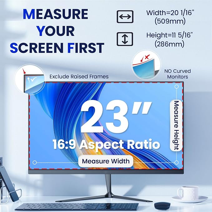 Magnetic Privacy Screen for Frameless Computer Monitor 23 Inch 16:9 Aspect Ratio - Image 7