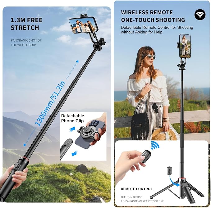 Magnetic Selfie Stick Tripod for iPhone, Travel Selfie Stick for iPhone 16 15 - Image 3
