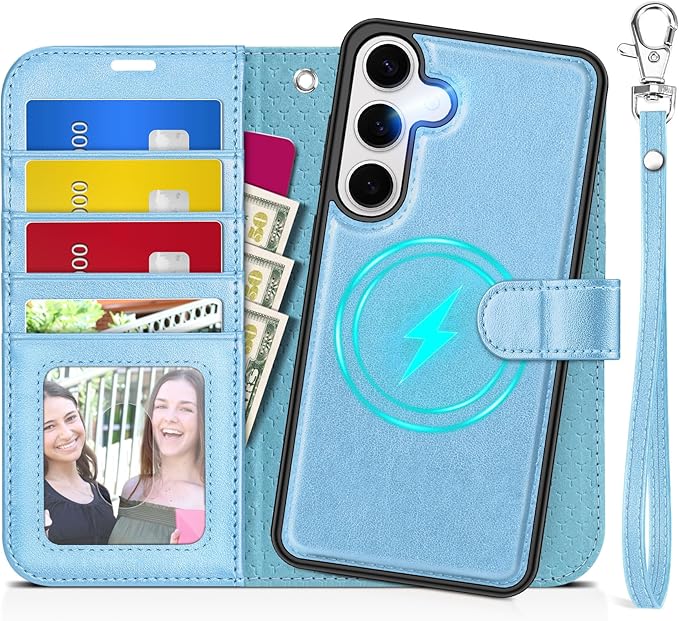 TUCCH Case Wallet for Galaxy S25 Plus, Removable Wrist Strap PU Leather by TUCCH
