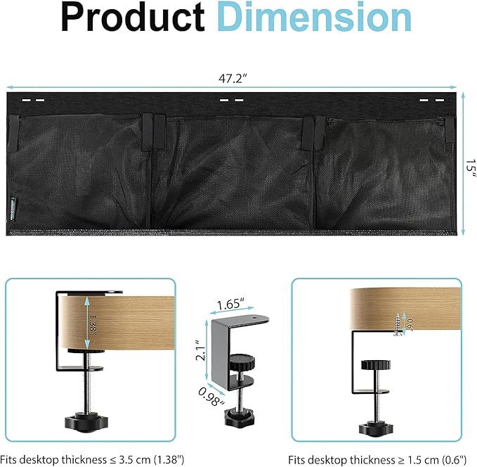 No Drill Under Desk Cable Management and Privacy Panel 2 in 1 | Modesty Panel - Image 6