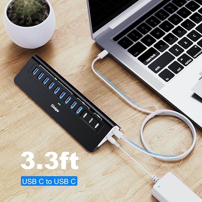 Powered USB Hub 10Gbps, intpw YH9AC 12-Port USB C Hub - Image 7