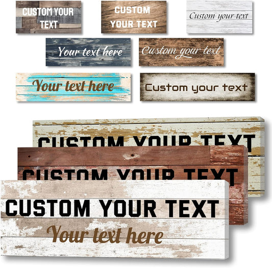 LZIMU Custom Text Signs Wall Decor Personalized Canvas Quote Family Sign Wall Art Wood Background Rustic Farmhouse Decor Framed (12"x36")