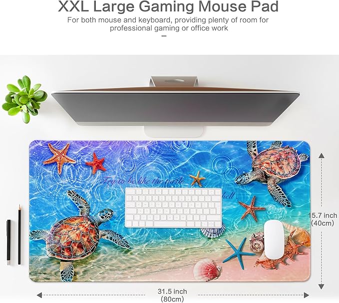 Lokigo Sea Turtle Desk Pad, Waterproof Large Mouse Pad - Image 2