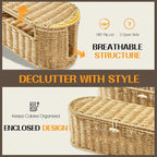FairyHaus Cable Management Box 2Pack Caramel, Handwoven Large and Small Cable - Image 9