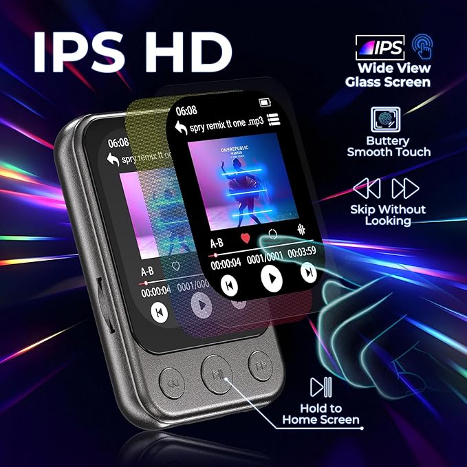 64GB Clip on MP3 Player with Bluetooth 5.3, Built-in Speaker, FM Radio - Image 2