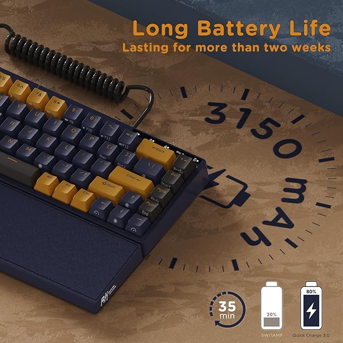 RK ROYAL KLUDGE RKS70 Ergonomic Split Keyboard, Wireless PC Gaming Keyboard - Image 6