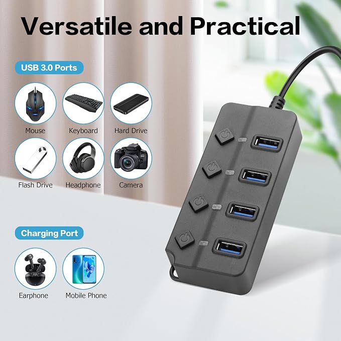 90 Degree USB Hub Splitter YACSEJAO USB 2.0 Data Hub - Image 7