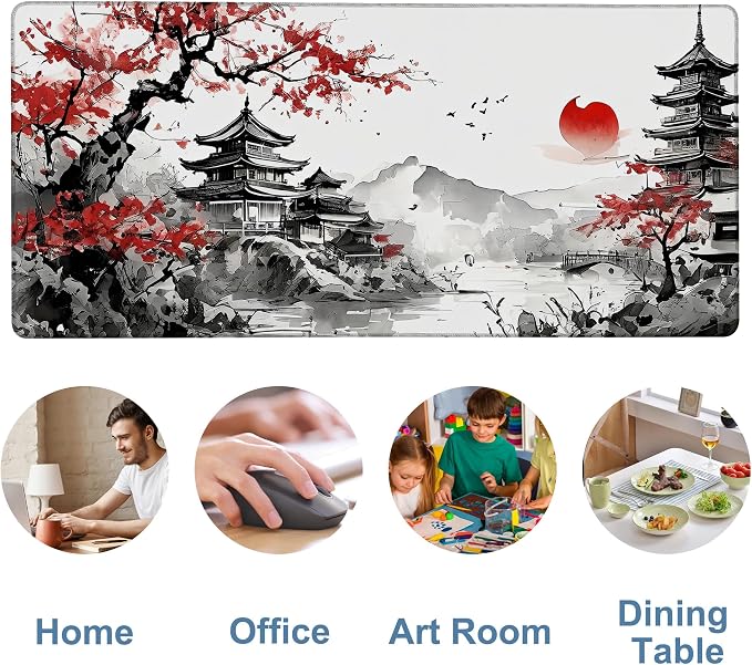 Oriental Painting Gaming Mouse Pad 3mm Thick Stitched Edge Waterproof Non-Slip - Image 5
