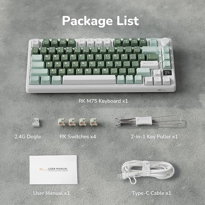 RK ROYAL KLUDGE M75 Wireless Mechanical Keyboard 2.4Ghz/BT5.1/USB-C Gaming - Image 9