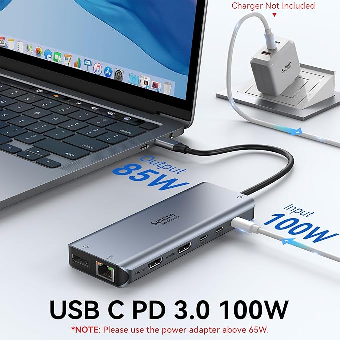 Selore Laptop Docking Station Dual Monitor, USB C Hub, USB C Docking Station - Image 5