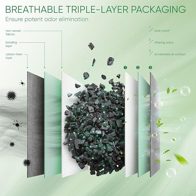 Activated Charcoal Odor Absorber, Large 500g w Hooks Nature Odor Remover - Image 4