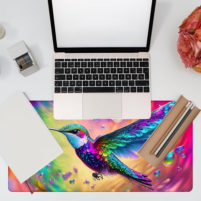 Large Gaming Mouse Pad for Desk, Colorful Hummingbird Desk Mat, Bright - Image 7