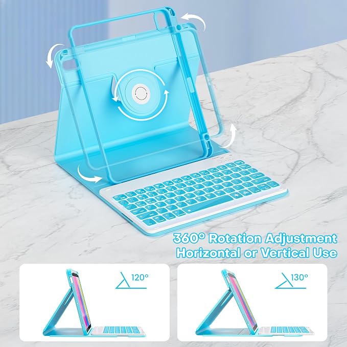 YBING Keyboard Case for iPad 10th Gen 10.9 inch & 11th Gen, 360 Rotation - Image 6