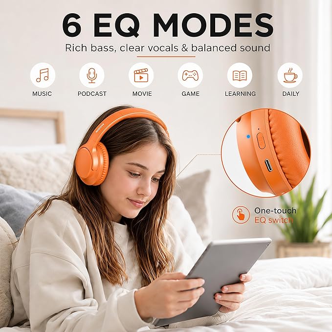 MIDOLA Bluetooth Headphones Over Ear 68H Playtime 6 EQ Wireless Headset - Image 4