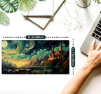 Cool Aesthetic Castle Mouse Pad Desk Pad Cute Cloudy and Starry Desk Mat - Image 2