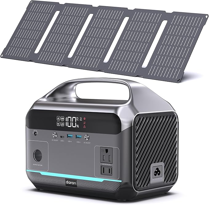 Portable Power Station with Solar Panel 40W, 288Wh LiFePO4 Battery, 350W by DARAN