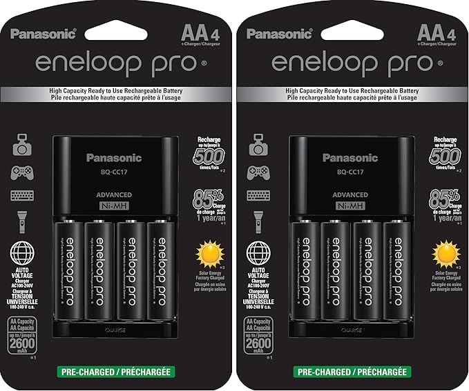 Panasonic Individual Cell Battery Charger | 4 AA Batteries | Ni-MH Rechargeable by eneloop