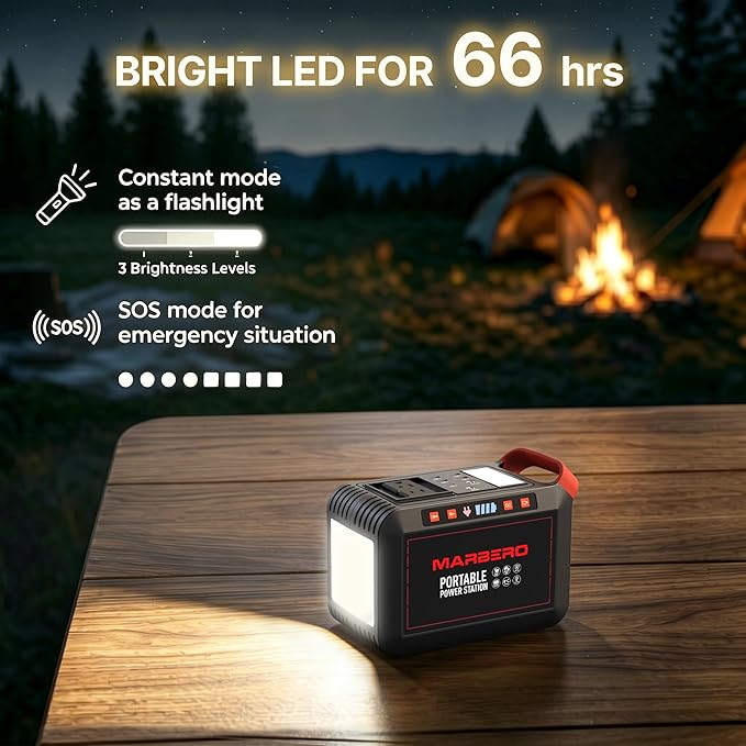 MARBERO 200W Portable Power Station 148Wh Camping Solar Generator Laptop Power - Image 5