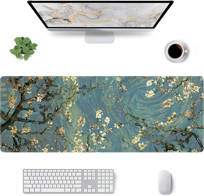 Almond Blossoms Large Mouse Pad, Gaming Keyboard Desk Pad, Extended Mouse Mat - Image 2