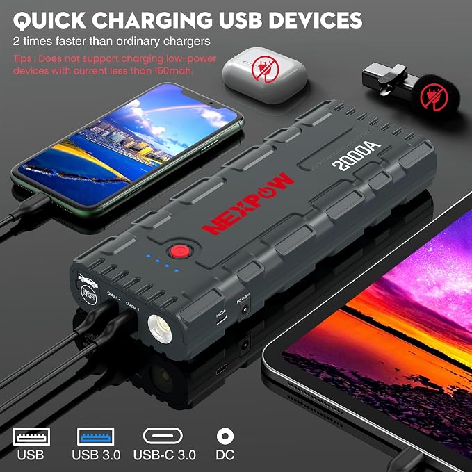 NEXPOW 2000A Peak Car Battery Jump Starter - Image 3