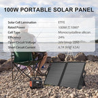 100W 22V ETFE Folding Portable Solar Panel, IP67 Waterproof Foldable 24% High - Image 4