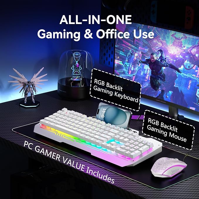 AULA Gaming Keyboard, T102 104 Keys Keyboard and Mouse Combo, USB Wired - Image 6