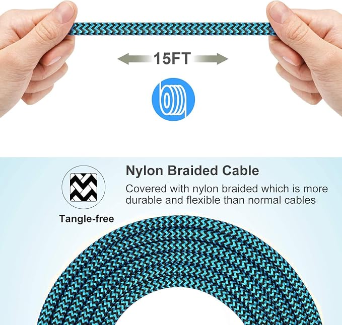 Micro USB Cable 15ft with 3A Fast Charging, Extra Long and Extremely Durable - Image 3