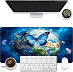 Desk Mat, Earth Surrounded by Flowers Desk Pad, 31.5"x15.7", Extended Big by KOAIWPAE