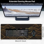 Golden Mountain and Moon Desk Mat, Large Luxury Gold Line Art Gaming Keyboard - Image 2