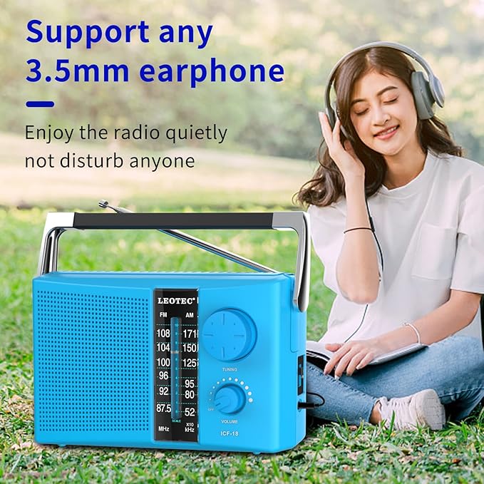 LEOTEC AM/FM Radio with Best Reception, AC or Battery Operated Portable Radio - Image 3