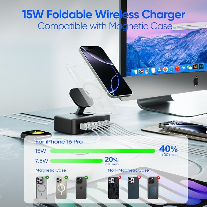 115W USB Charging Station Power Strip, 11-in-1 USB C Charger Block, 2AC Outlets - Image 5