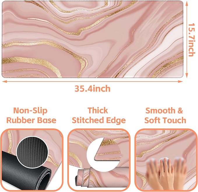 Mouse Pad Large Liquid Marble Non-Slip Gaming Desk Mat - Image 3