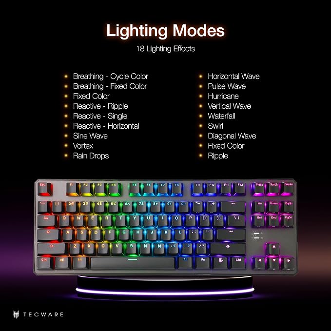 TECWARE Phantom+ 87 Key Mechanical Gaming Keyboard, RGB led, TKL 75% Keyboard - Image 6