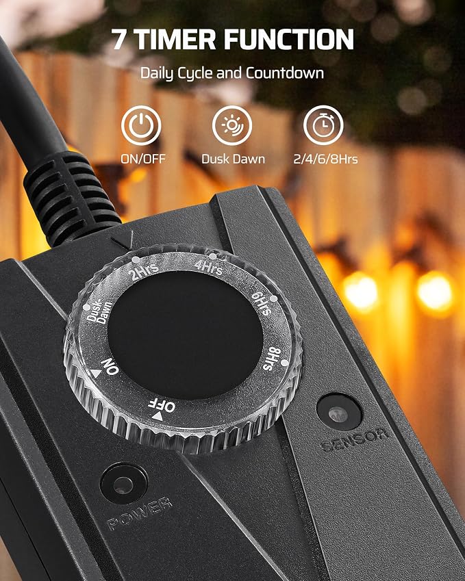 DEWENWILS Outdoor Light Timer Waterproof, Plug in Timer Switch, Electrical - Image 2