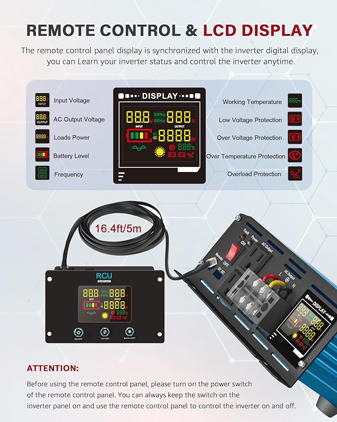 3000 Watt Inverter Pure Sine Wave DC 24V to 110V/120V AC Power Inverters - Image 4