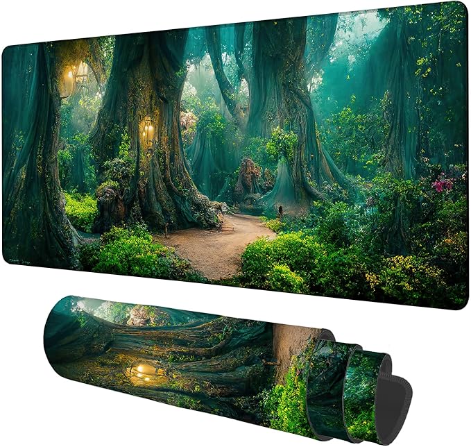 Gaming Desk Pad Large Extra Length Mysterious Forest Mouse Pad Keyboard Laptop by Unknown