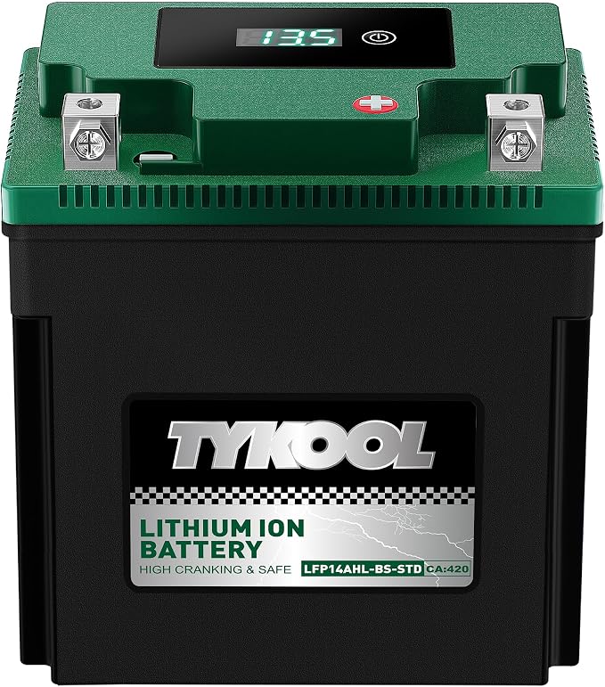 TYKOOL YTX14AHL-BS-STD LiFePO4 Lithium Motorcycle Battery, 12.8V 7Ah, Digital by TYKOOL