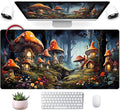 Cute Anime Mushroom Desk Pad Floral Desk Mat, XXL Large Extended Mousepad by Mechanical+Cattle